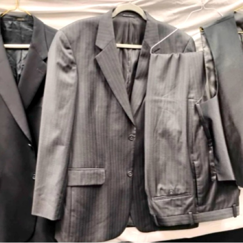 Men’s Designer Suits and Ties Lot (as pictured).